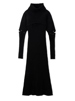Three Piece Rib Knit Dress in black, premium women's dress at SNIDEL USA
