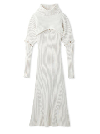 Three Piece Rib Knit Dress in off-white, premium women's dress at SNIDEL USA
