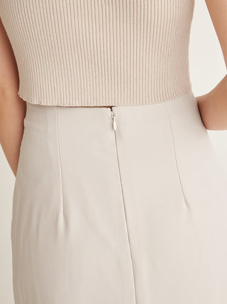  Knit Crop Top x Maxi Skirt Set in ivory, premium women's dress at SNIDEL USA