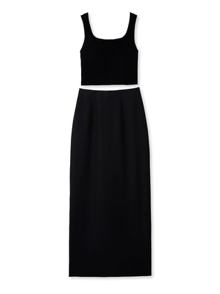 Knit Crop Top x Maxi Skirt Set in black, premium women's dress at SNIDEL USA