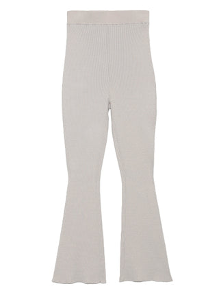   High Waisted Ribbed Knit Flared Pants in ivory, Knit Flared Pants Premium Fashionable Women's Pants at SNIDEL USA