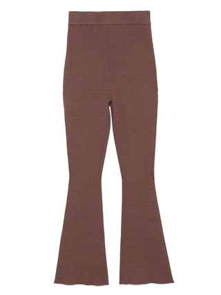   High Waisted Ribbed Knit Flared Pants in brown, Knit Flared Pants Premium Fashionable Women's Pants at SNIDEL USA