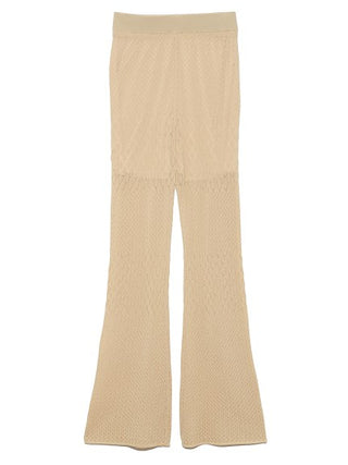 ORGANIC Crochet Flared Pants in ivory, Knit Flared Pants Premium Fashionable Women's Pants at SNIDEL USA