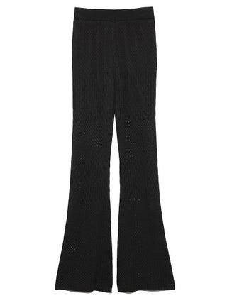  ORGANIC Crochet Flared Pants in gray, Knit Flared Pants Premium Fashionable Women's Pants at SNIDEL USA