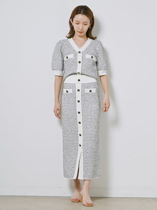  Blade Design Button Up Maxi Skirt in white, Premium Fashionable Women's Skirts & Skorts at SNIDEL USA