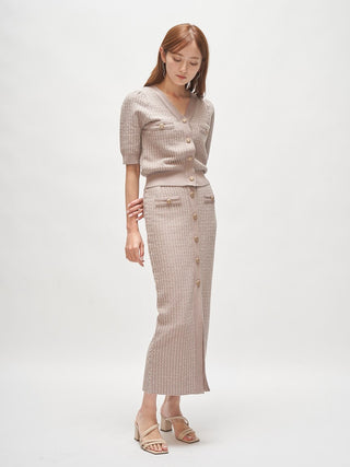  Blade Design Button Up Maxi Skirt in mocha, Premium Fashionable Women's Skirts & Skorts at SNIDEL USA