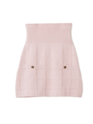  Sustainable Tweed-Like Knit Mini Skirt in pink, Premium Fashionable Women's Skirts & Skorts at SNIDEL USA