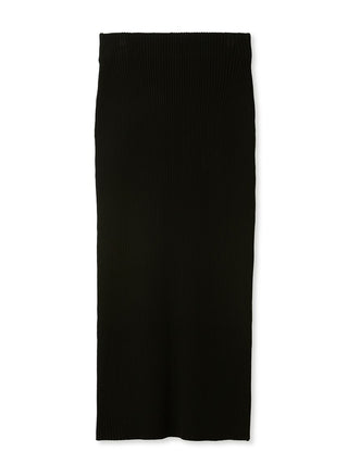  Sustainable Knit Maxi Pencil Skirt with Back Slit in black, Premium Fashionable Women's Skirts & Skorts at SNIDEL USA