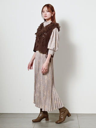 Loop Fringe Knit Vest in mocha, A premium Fashionable & Trendy Collection of Women's Knitwear at SNIDEL USA