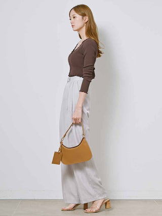  Cropped Cardigan and Top Set in brown, Premium Fashionable Women's Tops Collection at SNIDEL USA