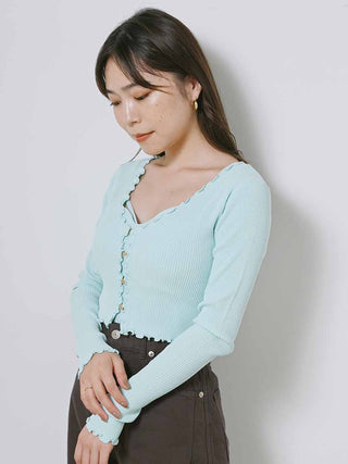  Cropped Cardigan and Top Set in light blue, Premium Fashionable Women's Tops Collection at SNIDEL USA