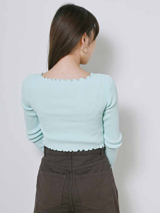  Cropped Cardigan and Top Set in light blue, Premium Fashionable Women's Tops Collection at SNIDEL USA