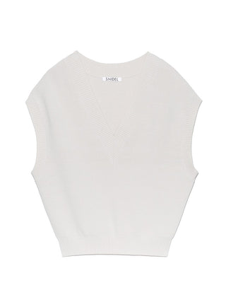 V-Neck Knit Vest in ivory, Premium Fashionable Women's Tops Collection at SNIDEL USA