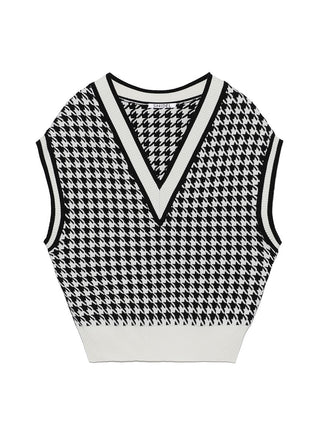 V-Neck Knit Vest in mix, Premium Fashionable Women's Tops Collection at SNIDEL USA