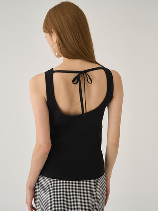  Ribbed Cup-in Knit Tank Top in black, Premium Fashionable Women's Tops Collection at SNIDEL USA