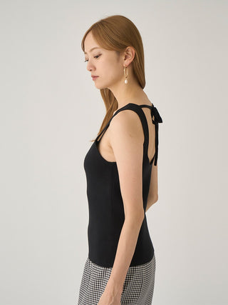  Ribbed Cup-in Knit Tank Top in black, Premium Fashionable Women's Tops Collection at SNIDEL USA