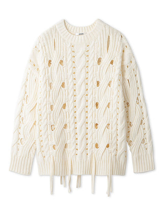  Mesh Overknit Pullover in off-white, Premium Fashionable Women's Tops Collection at SNIDEL USA