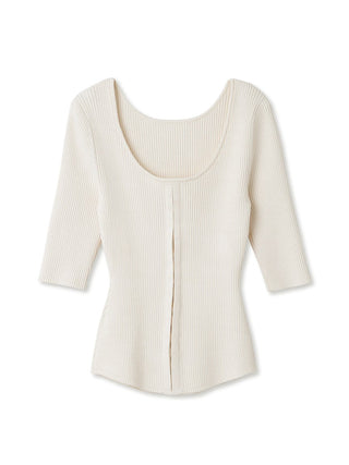  2Way Hook Rib Knit Long Sleeve Top in ivory, Premium Fashionable Women's Tops Collection at SNIDEL USA