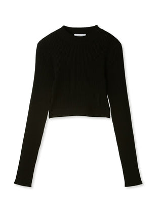  Sustainable Long Sleeve Crop Top Knit Top in black, Premium Fashionable Women's Tops Collection at SNIDEL USA