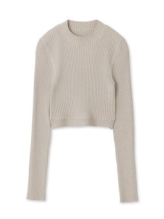  Sustainable Long Sleeve Crop Top Knit Top in gray beige, Premium Fashionable Women's Tops Collection at SNIDEL USA