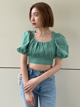 Puff Sleeve Cropped Knit Tops