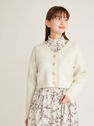 Button Up Cropped Cardigan in ivory, Premium Fashionable Women's Tops Collection at SNIDEL USA
