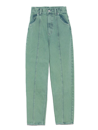 High Waisted Boyfriend Denim Jeans in mint, Knit Flared Pants Premium Fashionable Women's Pants at SNIDEL USA