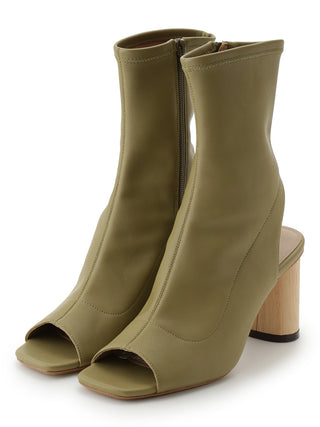Open Toe Bootie in olive, Premium Collection of Fashionable & Trendy Women's Shoes, Boots, Loafers, & Sandals at SNIDEL USA