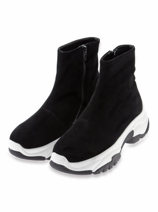 Zip up Sneaker Soles High Top Ankle Boots in black, Premium Collection of Fashionable & Trendy Women's Shoes, Boots, Loafers, & Sandals at SNIDEL USA