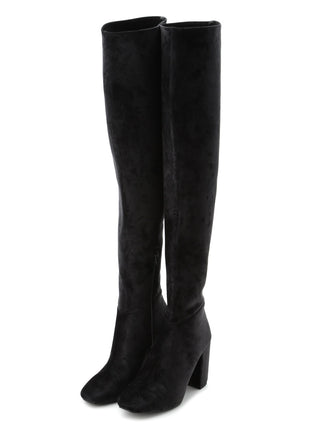  Velour Knee-High Boots in black, Premium Collection of Fashionable & Trendy Women's Shoes, Boots, Loafers, & Sandals at SNIDEL USA