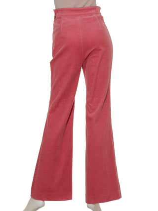 High Waisted Flared Corduroy Pants in pink, Knit Flared Pants Premium Fashionable Women's Pants at SNIDEL USA