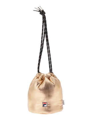  FILA Collaboration Bag | Round Mini Drawstring Bag in gold, Luxury Collection of Fashionable & Trendy Women's Bags at SNIDEL USA