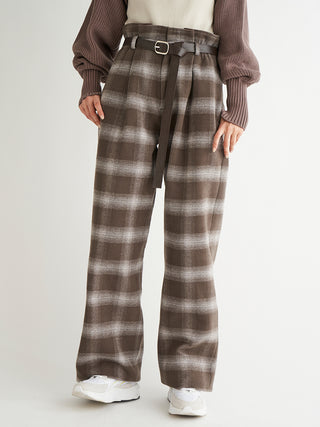 Wide Straight Pants in check, Knit Flared Pants Premium Fashionable Women's Pants at SNIDEL USA