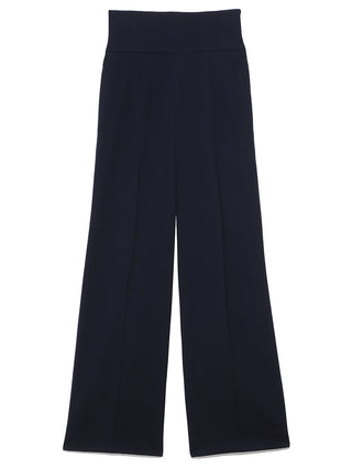 Sustainable High Waisted Wide Leg Pants in navy, Knit Flared Pants Premium Fashionable Women's Pants at SNIDEL USA