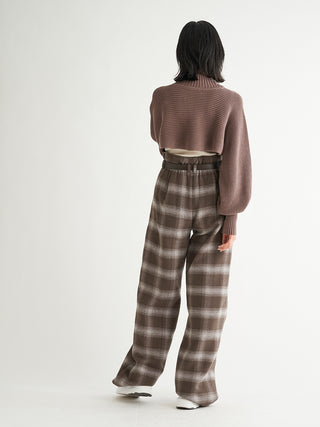 Wide Straight Pants in check, Knit Flared Pants Premium Fashionable Women's Pants at SNIDEL USA