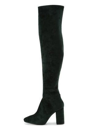  Velour Knee-High Boots in green, Premium Collection of Fashionable & Trendy Women's Shoes, Boots, Loafers, & Sandals at SNIDEL USA