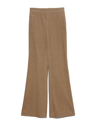 High Waisted Flared Corduroy Pants in beige, Knit Flared Pants Premium Fashionable Women's Pants at SNIDEL USA