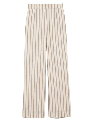 High Waisted Straight Cut Linen Pants in stripe, Knit Flared Pants Premium Fashionable Women's Pants at SNIDEL USA