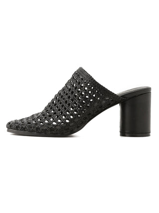 Mesh Sabot Heeled Sandals in black, Premium Collection of Fashionable & Trendy Women's Shoes, Boots, Loafers, & Sandals at SNIDEL USA