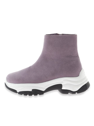 Zip up Sneaker Soles High Top Ankle Boots in lavender, Premium Collection of Fashionable & Trendy Women's Shoes, Boots, Loafers, & Sandals at SNIDEL USA