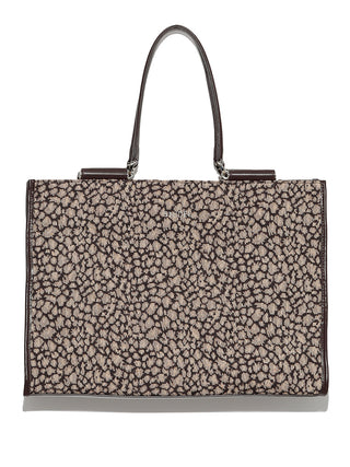 Jacquard Eco Leather Tote Bag in brown, Luxury Collection of Fashionable & Trendy Women's Bags at SNIDEL USA
