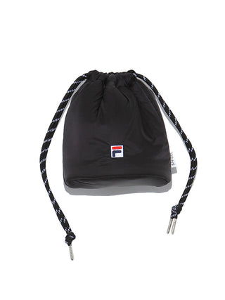  FILA Collaboration Bag | Round Mini Drawstring Bag in black, Luxury Collection of Fashionable & Trendy Women's Bags at SNIDEL USA