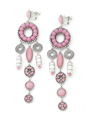 Bohemian Earrings in pink, A Collection of Luxury Women's Loungewear at SNIDEL USA