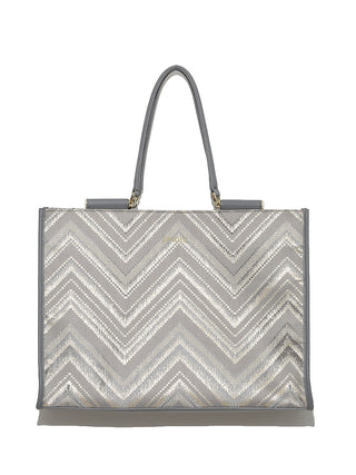 Jacquard Eco Leather Tote Bag in gray, Luxury Collection of Fashionable & Trendy Women's Bags at SNIDEL USA