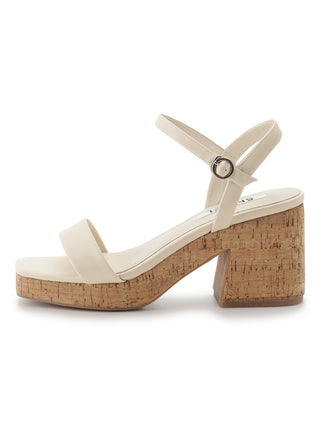 Cork Studded Ankle-Strap Heeled Sandals in ivory, Premium Collection of Fashionable & Trendy Women's Shoes, Boots, Loafers, & Sandals at SNIDEL USA