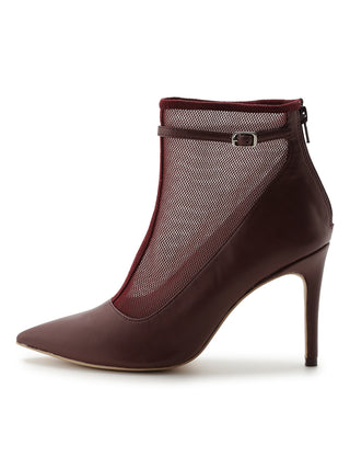 Mesh Short Boots in wine, Premium Collection of Fashionable & Trendy Women's Shoes, Boots, Loafers, & Sandals at SNIDEL USA