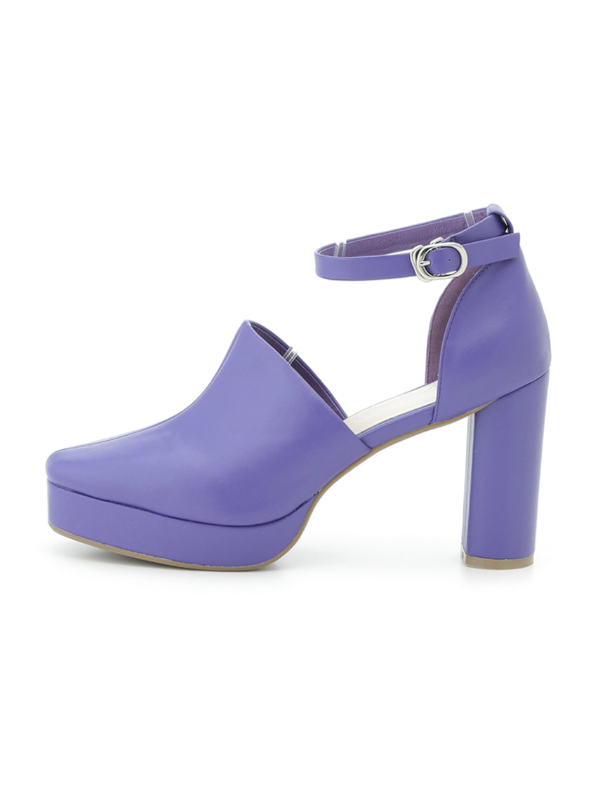 GENSHUO Women's Chunky Heel Ankle Strap Sandals - Purple Party Dress Shoes, Size 11