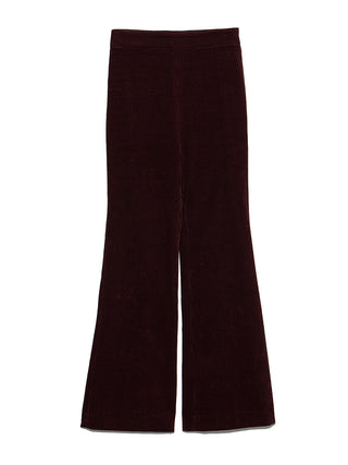High Waisted Flared Corduroy Pants in burgandy, Knit Flared Pants Premium Fashionable Women's Pants at SNIDEL USA