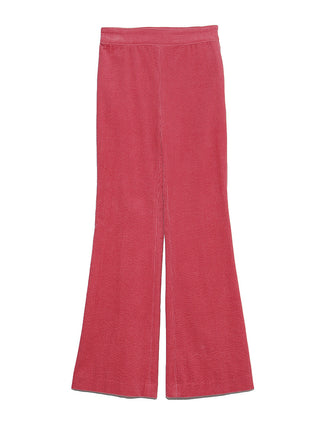 High Waisted Flared Corduroy Pants in pink, Knit Flared Pants Premium Fashionable Women's Pants at SNIDEL USA