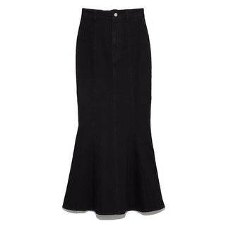 Healthy Mermaid Denim Maxi Skirt in black, Premium Fashionable Women's Skirts & Skorts at SNIDEL USA